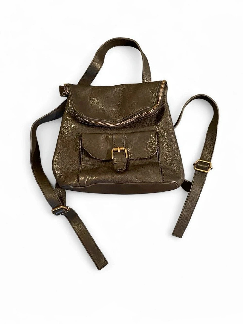 Vintage Fat Face Leather Backpack in black - adorable interior